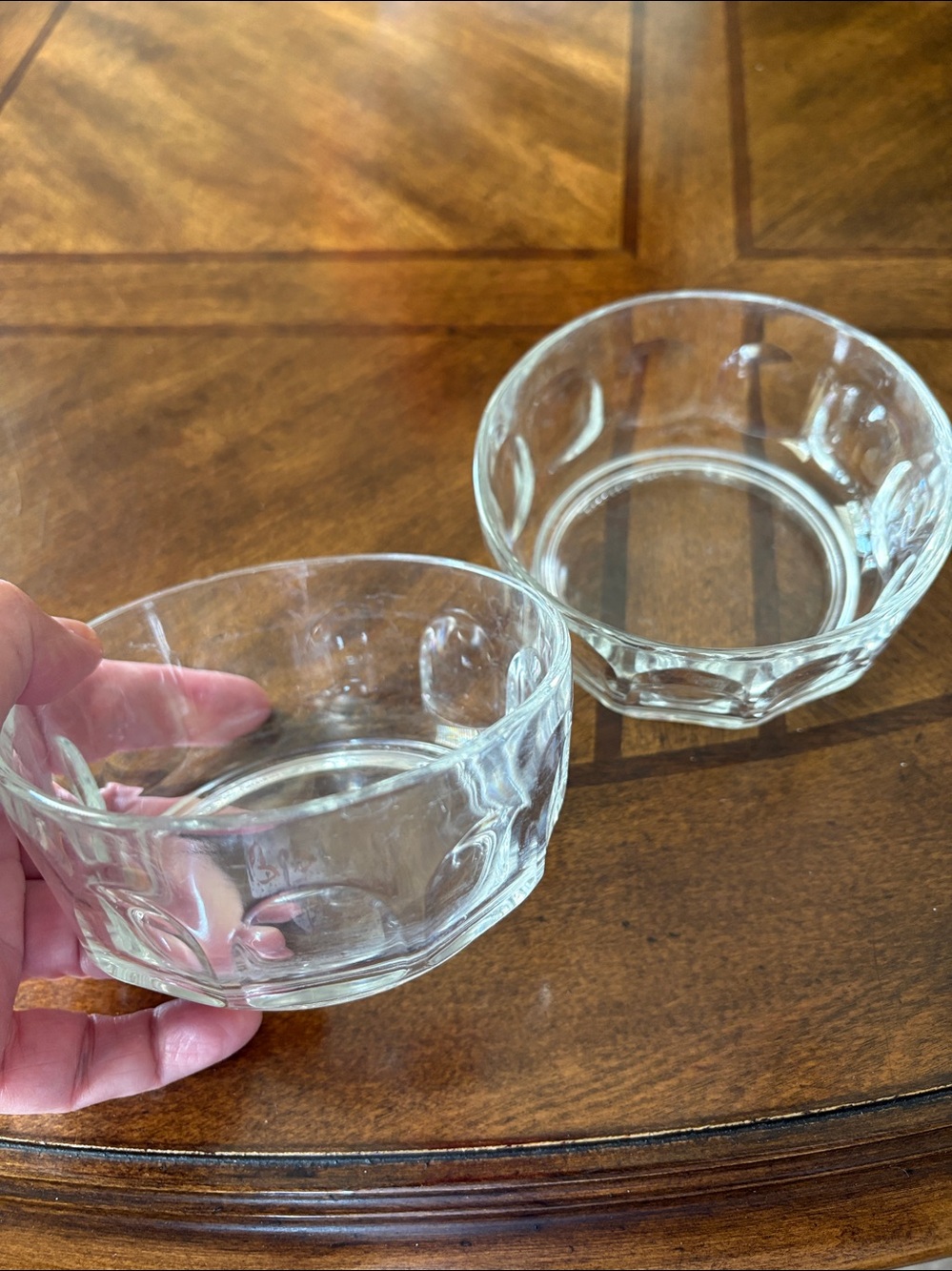Vintage Arcoroc France Thumb Print Design Glass Dessert Bowls - Set of 2